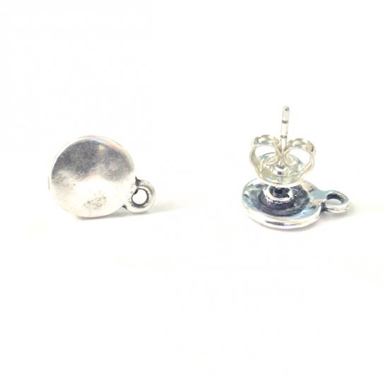 Boucles d'oreilles  clous Plaqu argent vif et argent antique