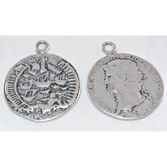 Pendant - double-sided medal galleons