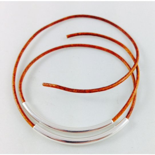 plated brass tube silver curve for 2mm round leather