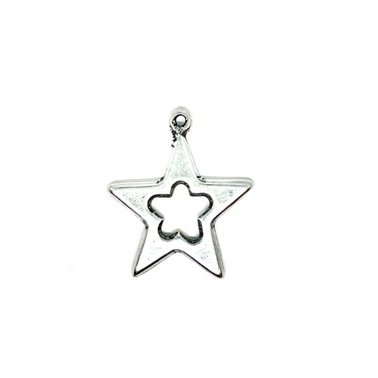 10 Large star with flower inside in pendant