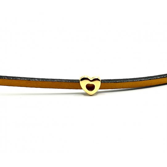 Passant coeur dor pour cuir 3mm 