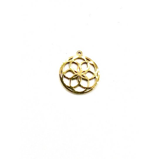 Pendant motif fleur en Acier dor 15.3mm