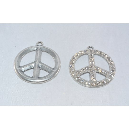 Pendant - peace & love with rhinestone