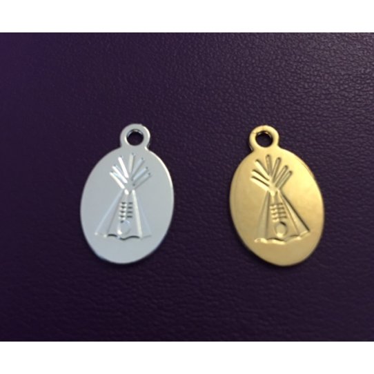 Pendant - tepee brass plated silver or gold