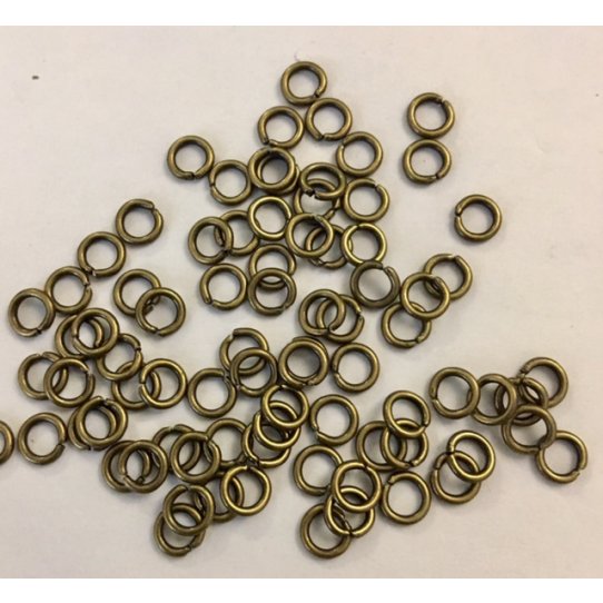 100 brass rings 6mm antique silver or bronz