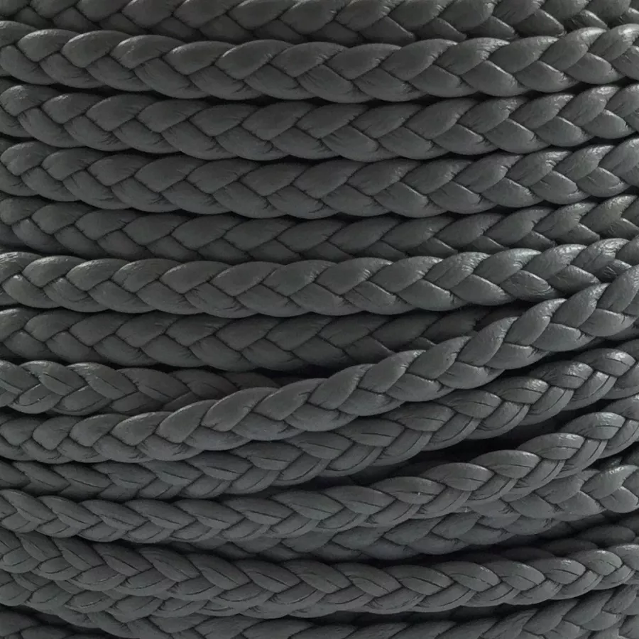 Cuir Tressé double face 4-5mm - Gris