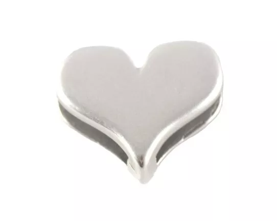 5 Passants coeur 10mm en zamac plaqué argent