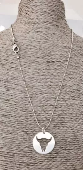 Pendant crâne de buffle argent 10microns, Fabrication Française