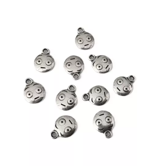 Pendant émoticon 1, en étain plaqué argent