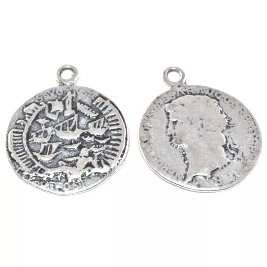 Pendant médaille double face galions