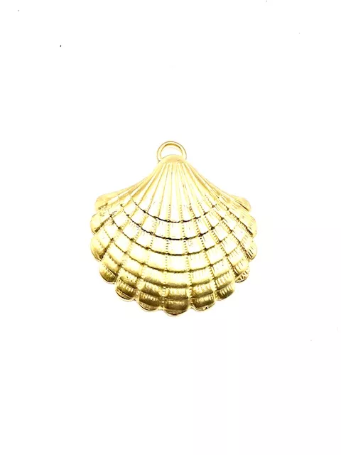 Pendant grand coquillage doré à l'or fin 24 carat 59x64mm