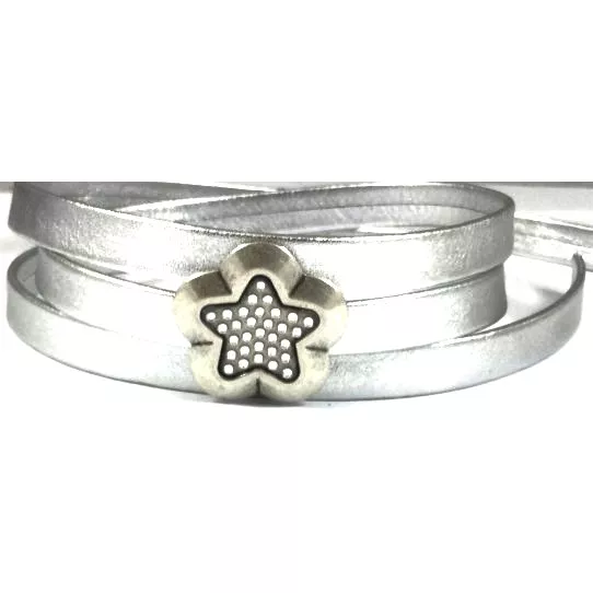 2 Passants Fleur-Grande étoile avec swarovski pour cuir 10mm