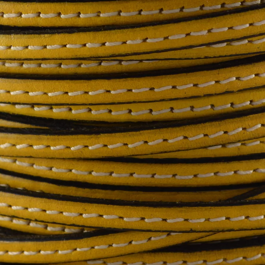 Cuir de veau cousu 5mm - Jaune