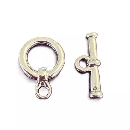 Fermoir T argent vif 10microns FR  - Argent