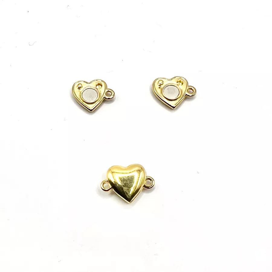 fermoir aimanté doré  avec 2 anneaux motif coeur