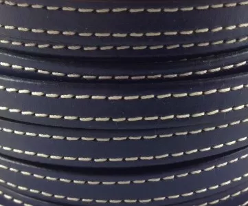 Cuir de veau cousu 10mm-nouvelles couleurs - Bleu marine