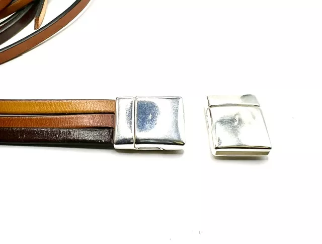 Fermoir aimanté 15x2mm en zamac plaqué argent vif