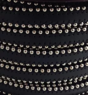 Cuir satiné ou non avec chaîne boule 10 mm-NOUVELLES COULEURS - Noir