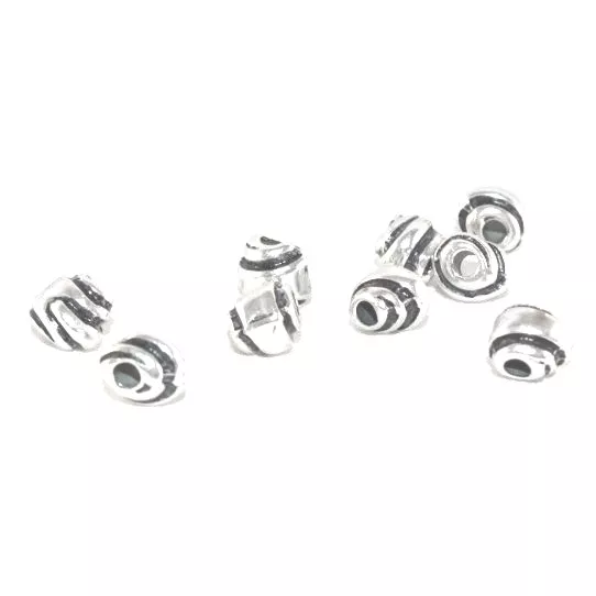 30Perles en métal strié