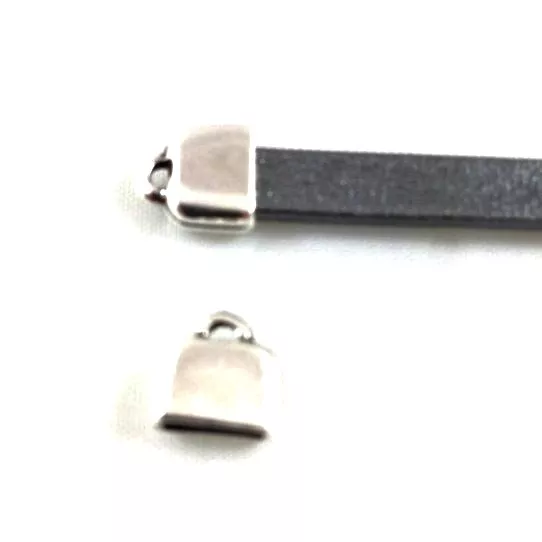 20 Embouts en étain plaqué argent pour cuir 5mm plat