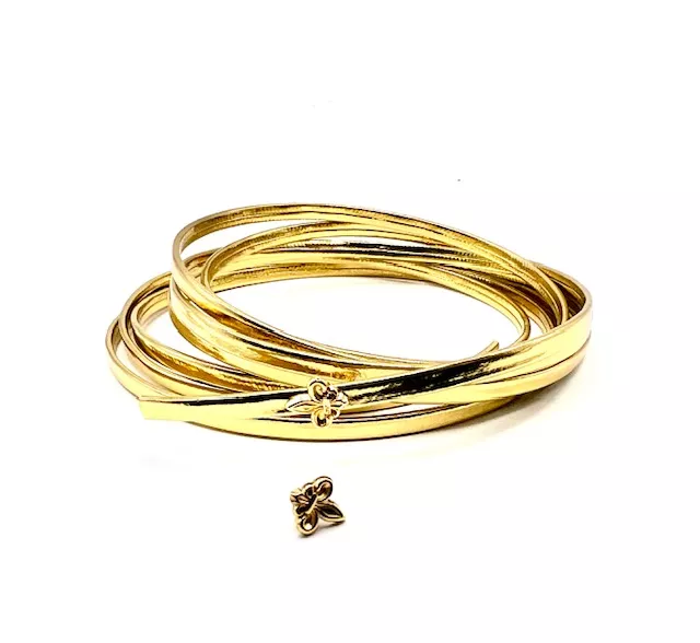 passant doré fleur de lys pour cuir 3mm plat