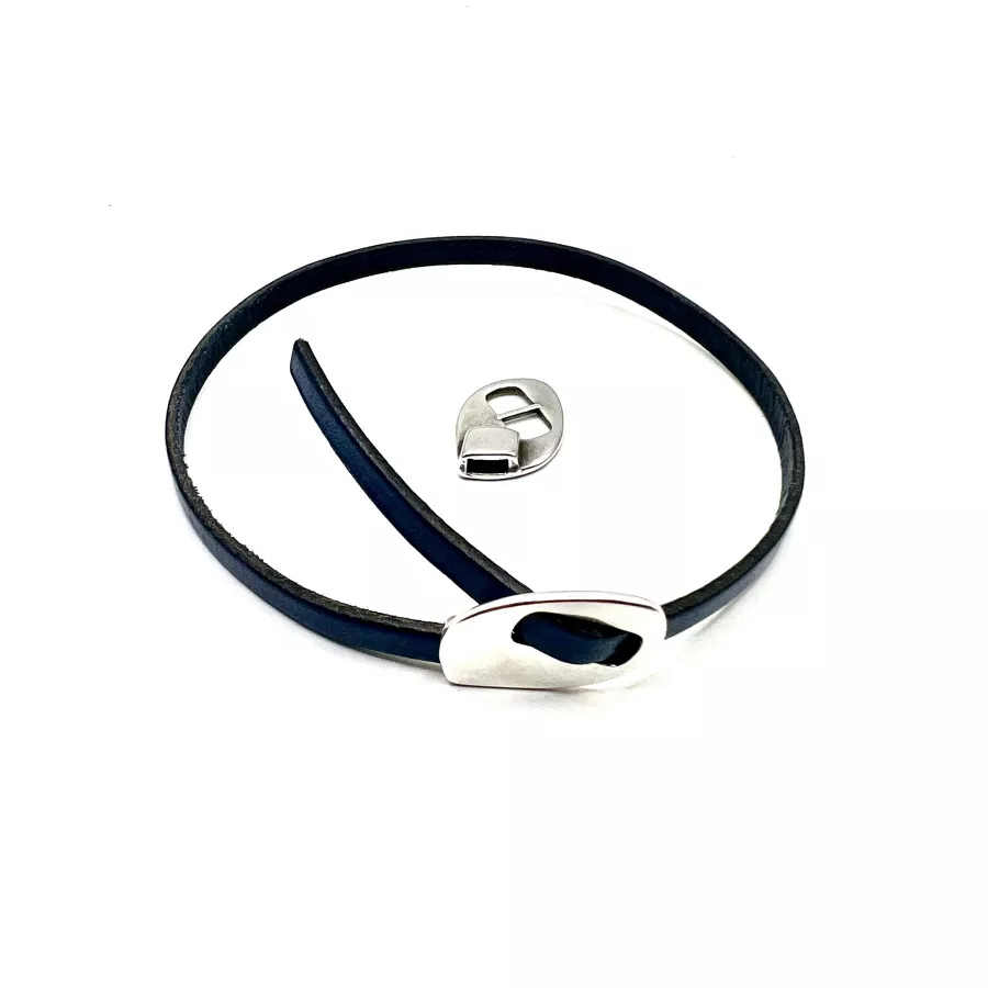 Fermoir boucle pour cuir plat 5 mm en zamac plaqué argent