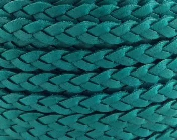 Cuir tressé 6mm-ITALIEN - Bleu turquoise