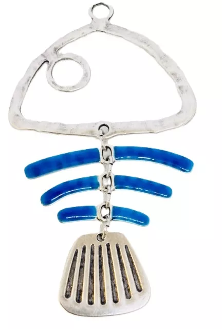 Grand poisson pour sautoir, émaillé-4 couleurs - Turquoise