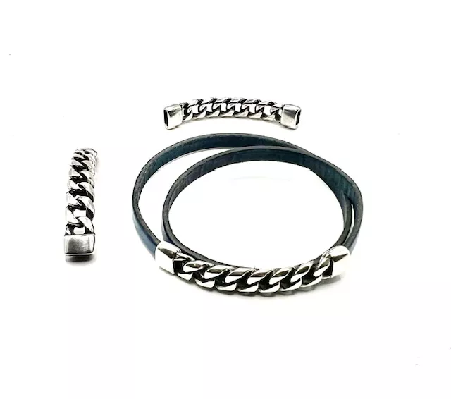 5 Passants pour cuir 5mm motif gourmette