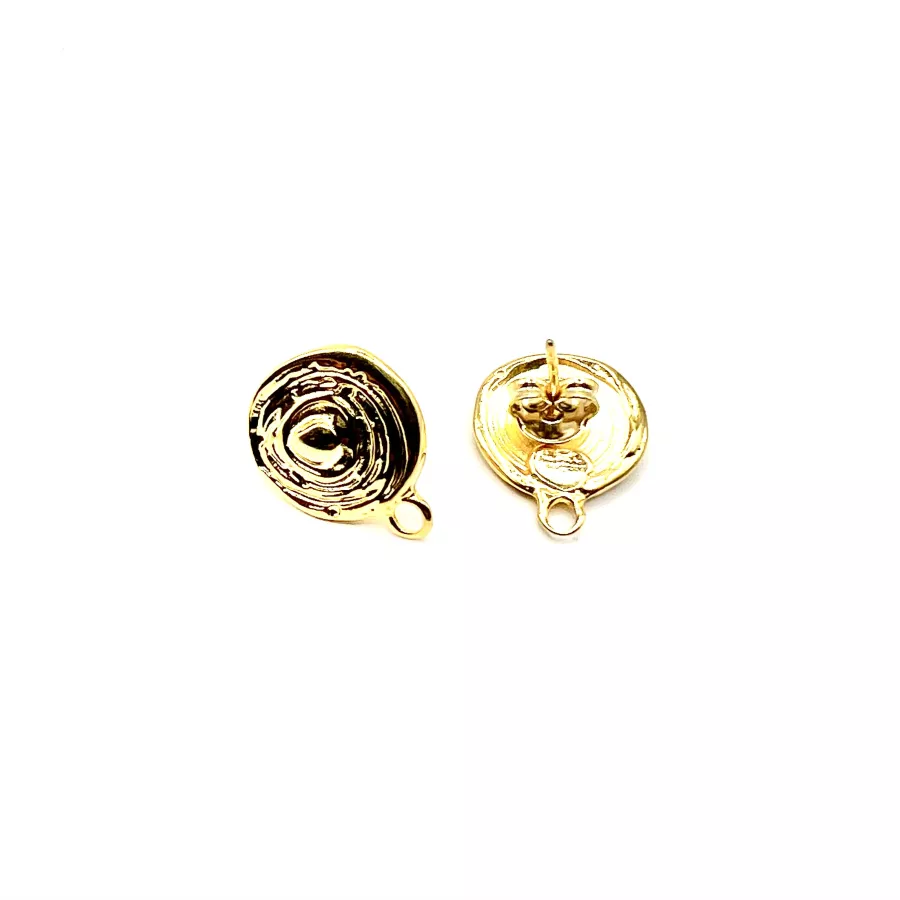 Boucles d'oreilles à clous motif spiral doré à l'or fin 24 carat