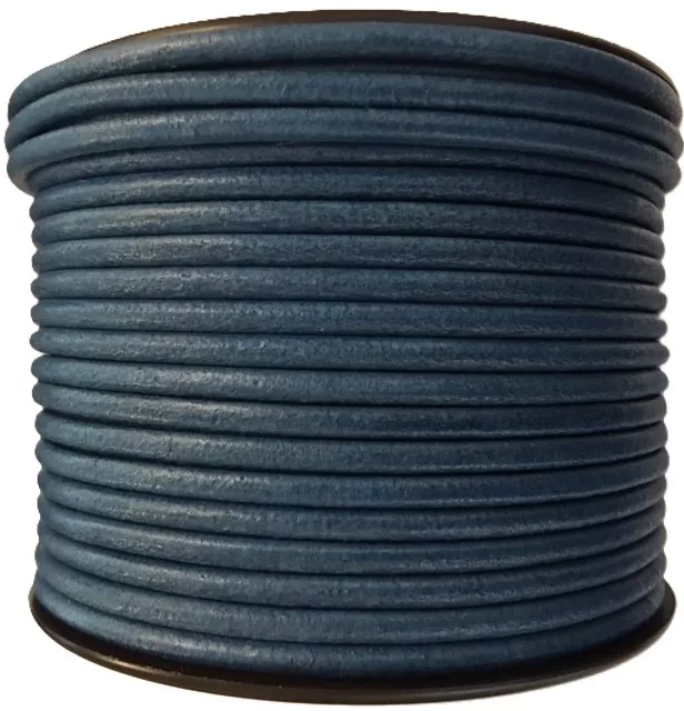 CUIR ROND 3mm - Bleu azur