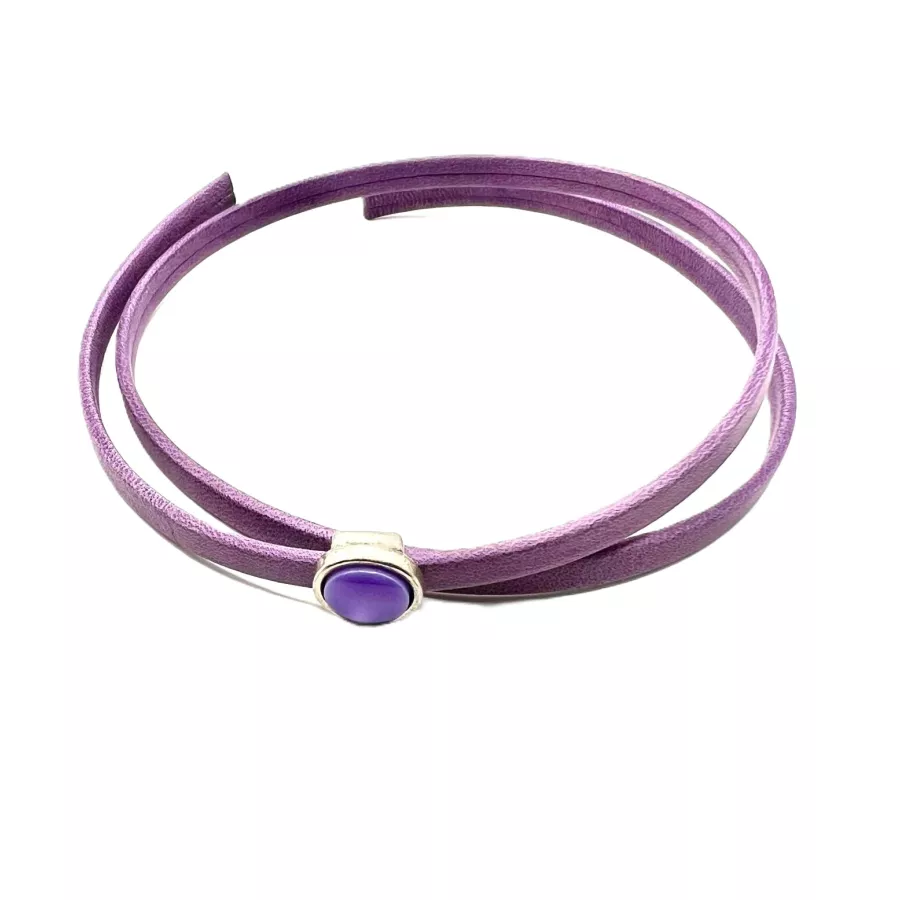 Passant avec pierre synthétique pour cuir plat 6mm - Violet
