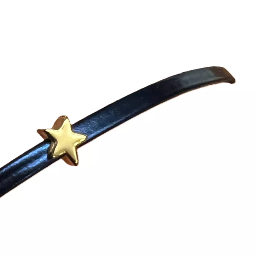 Passant étoile pour cuir 3mm plat argent ou or - Or