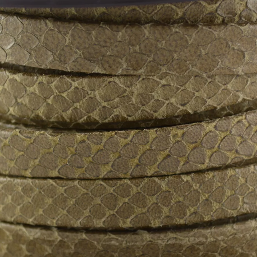 Cuir Chèvre - Motif Serpent - 10mm - Kaki