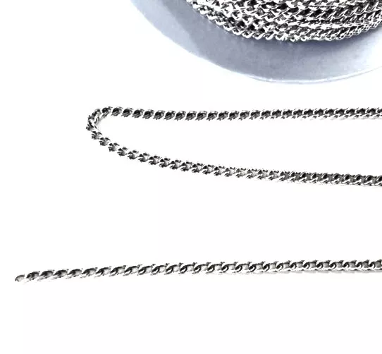 Chaîne en laiton motif gourmette 2 mm, pl 10 microns en France