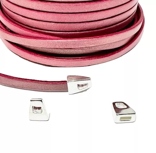 Embout pour cuir 5mm en argent vif 10 microns