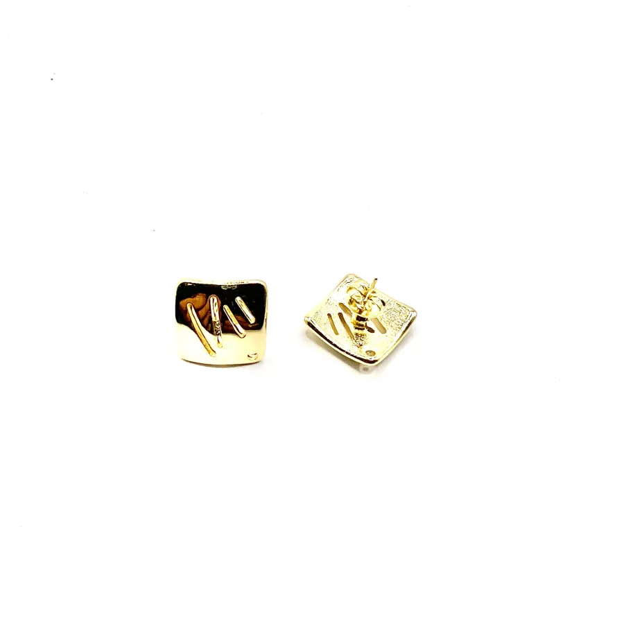 Boucles d'oreilles à clous  dorés carrés avec fentes 14mm
