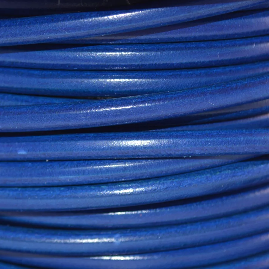 Cuir rond 5mm - Bleu