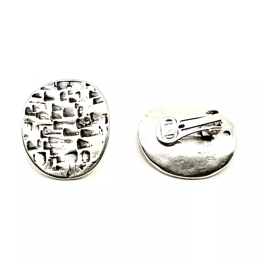 4Grands boucles d'oreilles à clips argent antique 32x28mm