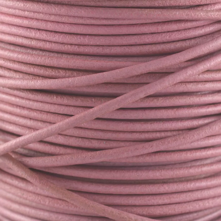 Cuir rond 2 mm couleurs pastel et métallisées - Rose