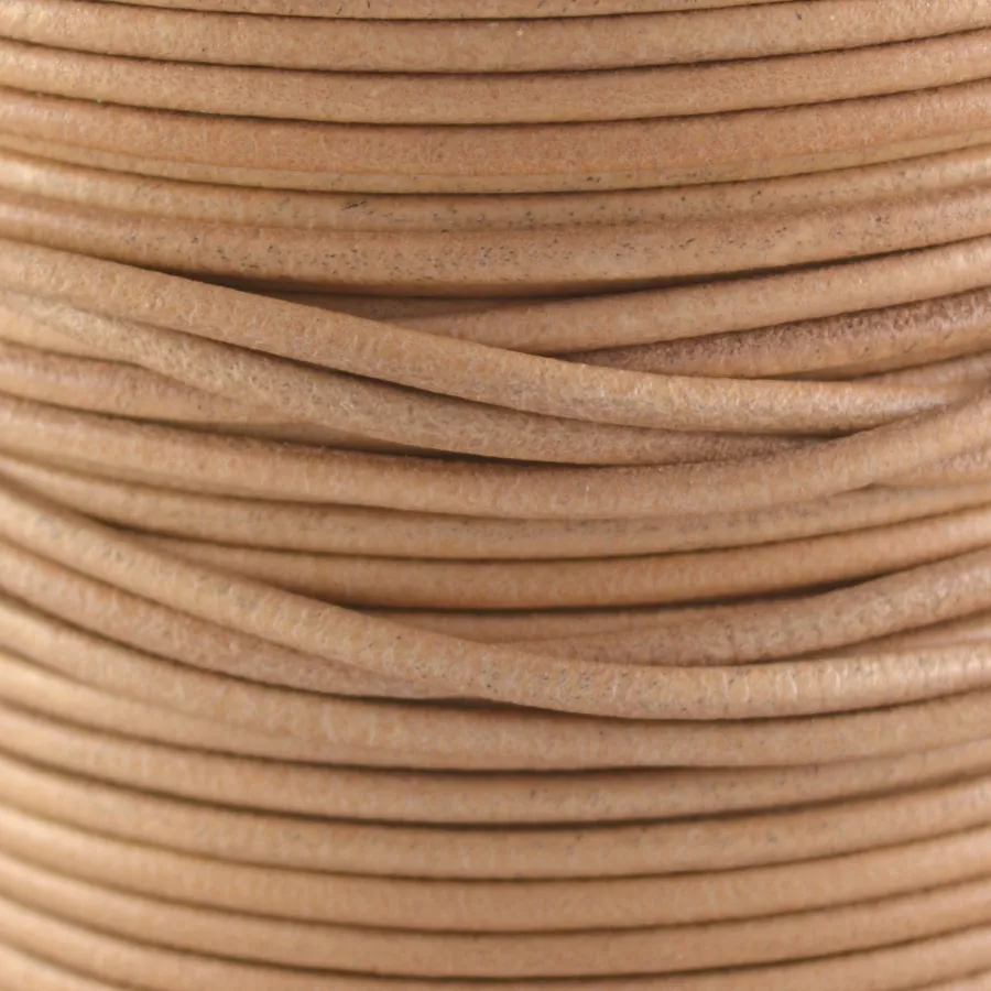 Cuir rond 2 mm couleurs pastel et métallisées - Naturel