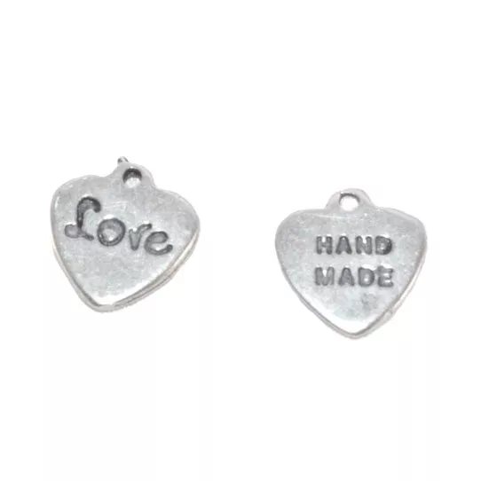 Pendant coeur double face love/hand made