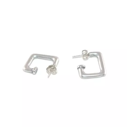 Boucles d'oreille demi- créole plaqué argent carré