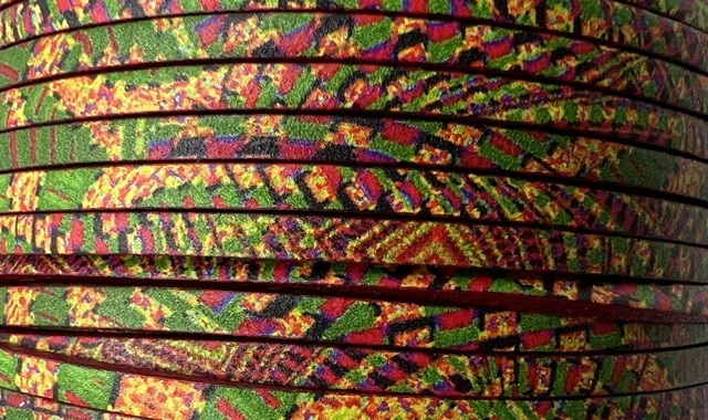 cuir de veau imprimé 3mm vert rouge