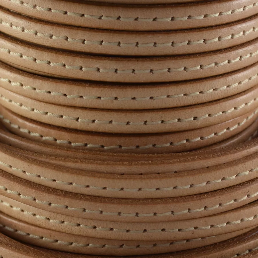 Cuir de veau cousu 5mm - Naturel