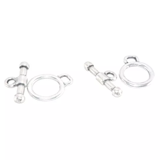 Fermoir T en zamac plaqué argent