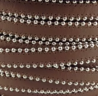 Cuir satiné ou non avec chaîne boule 10 mm-NOUVELLES COULEURS - Marron