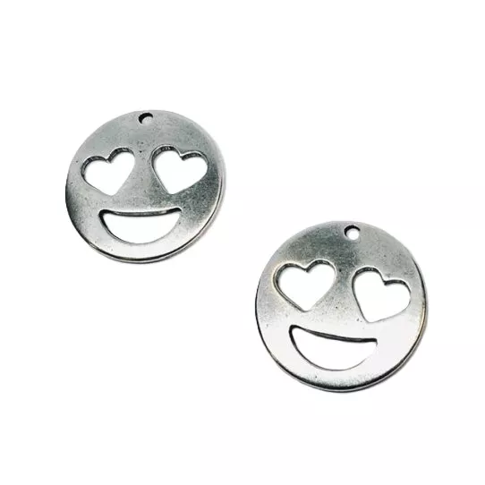 Pendant visage yeux coeurs