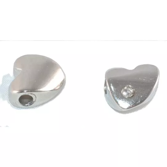 Passant coeur avec strass pour 3mm cuir rond