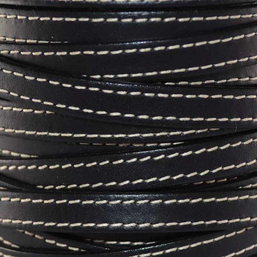 Cuir de veau cousu 10mm-nouvelles couleurs - Noir